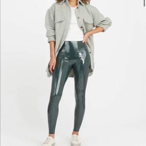 SPANX Brand new faux leather GREEN leggings.